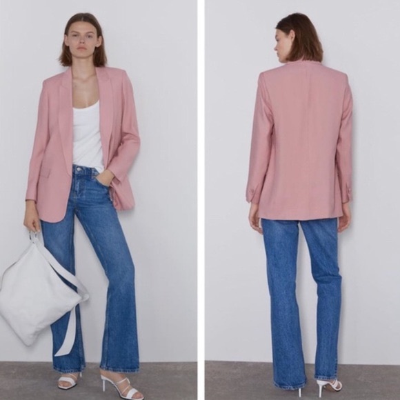 Zara | Lapel collar pale pink blazer - Picture 4 of 8